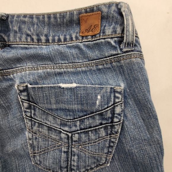 American Eagle Jeans Womens Size 4 Long Straight 77 Denim Low Rise Distressed - Picture 3 of 11
